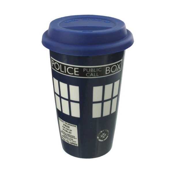 DOCTOR WHO Tardis Ceramic Travel Coffee Mug RARE